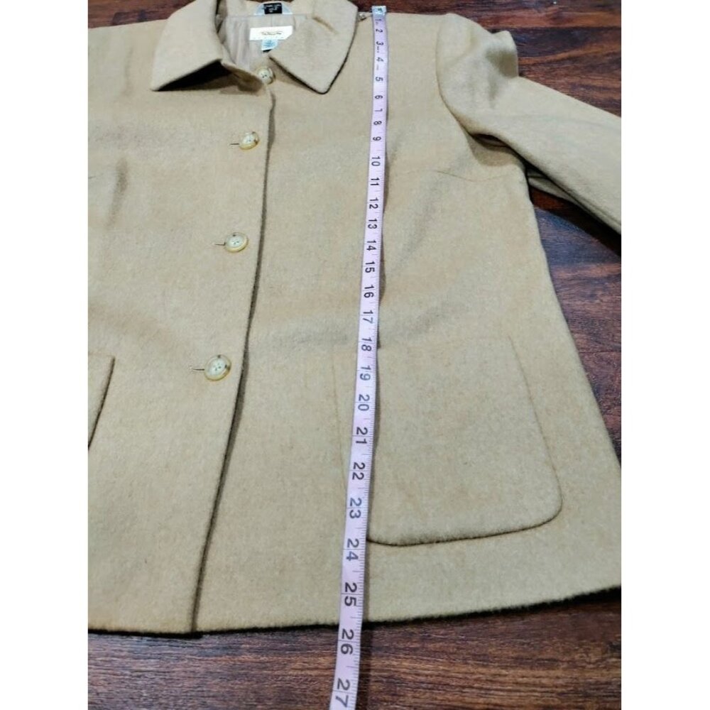 Vintage Talbots Camel Hair Long Sleeve Button Up Blazer Jacket Tan Women's 12 - Picture 14 of 16